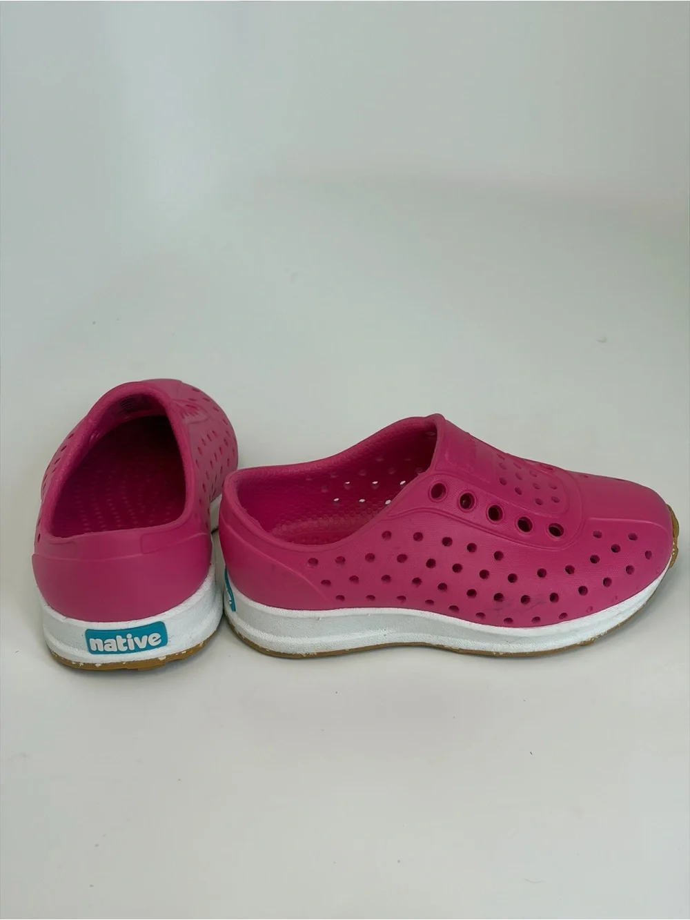 Native Toddler Girls Pink Slip-On Perforated Sandals Size 6